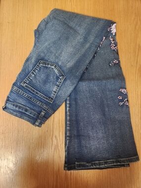 Women’s Blue Embroidered Straight-Leg Jeans